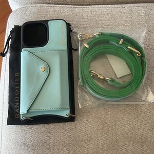 BANDOLIER Aqua Teal Phone Case with Strap for iPhone 15 ProMax